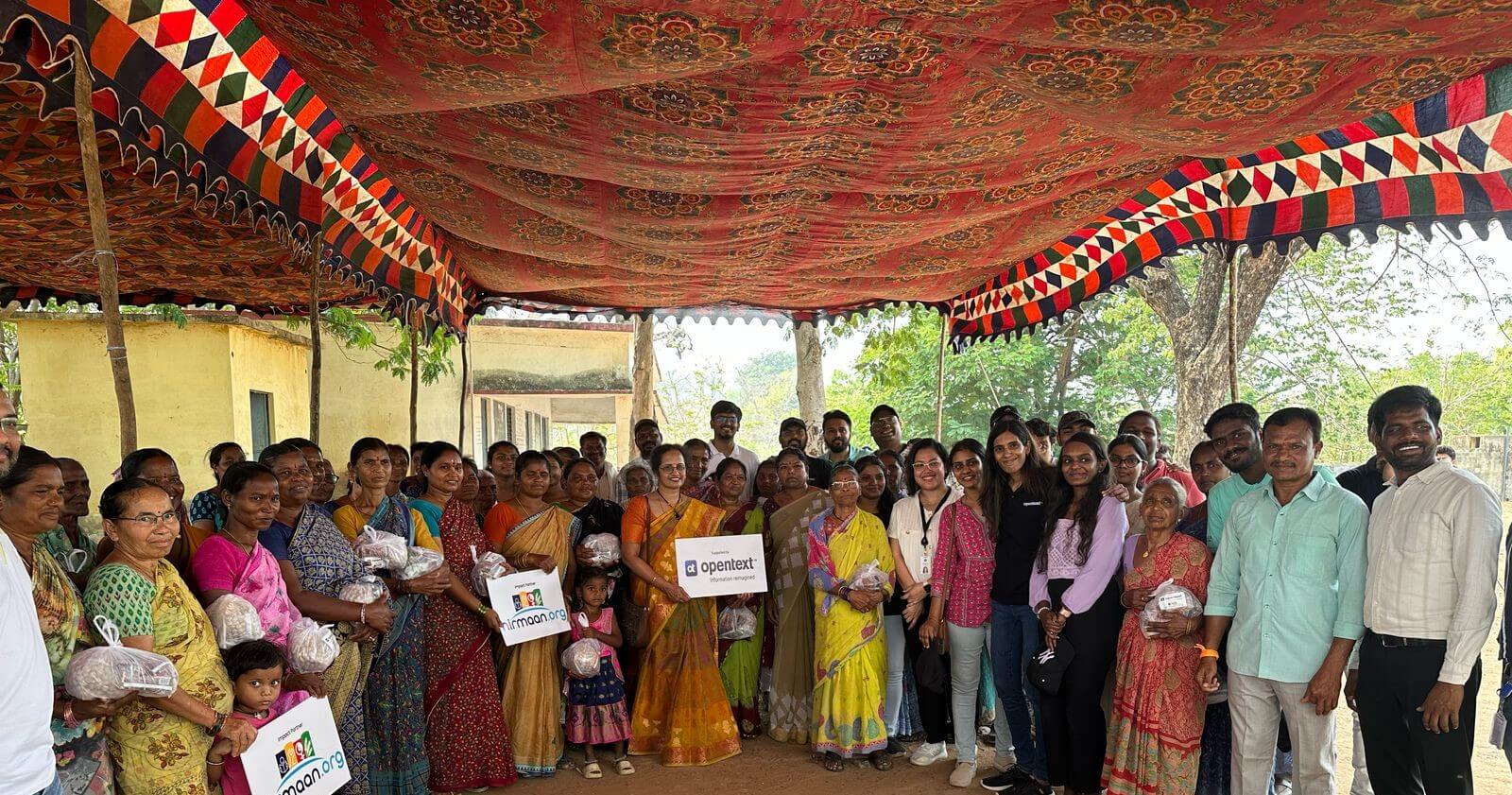 Employees at the India OpenText Village Adoption Program