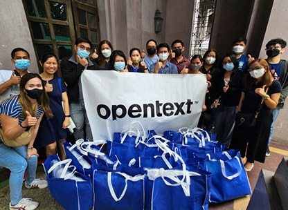 OpenText employees at the food bank