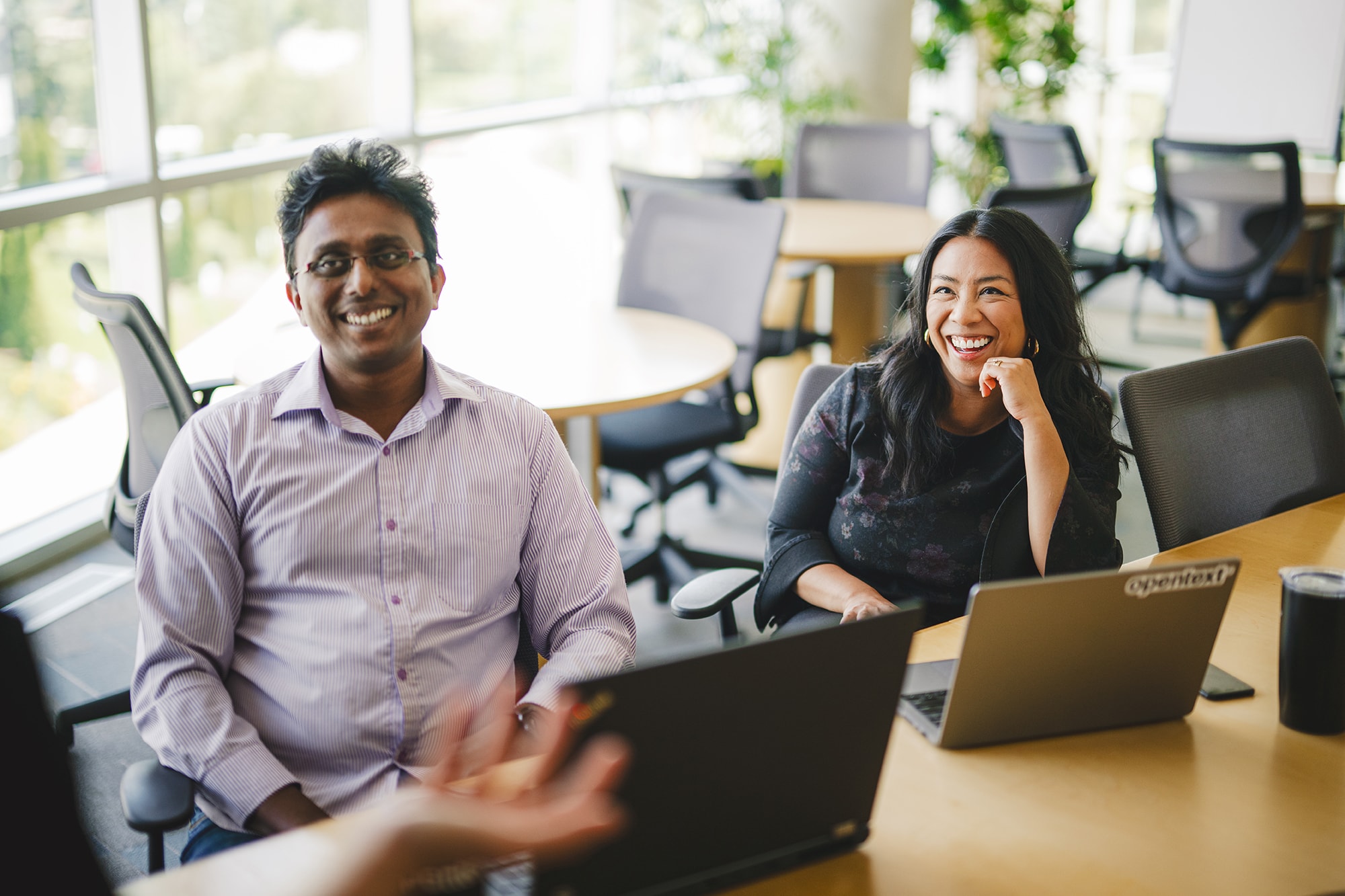 two co-workers in a meeting