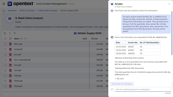 workspace query in content aviator