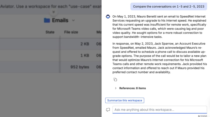 content aviator dashboard comparing documents