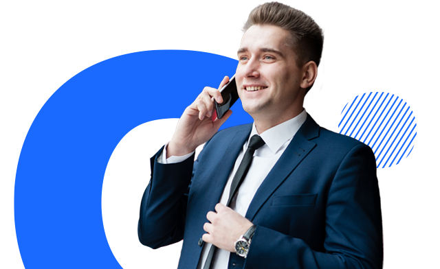 Sales professional talking on mobile phone