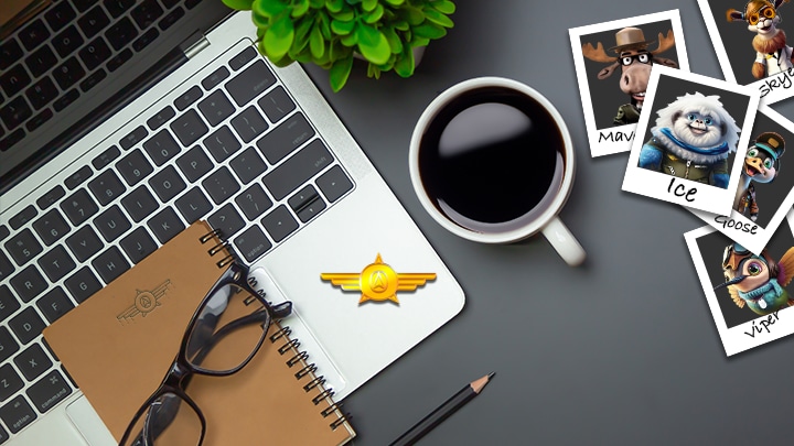 aviator wings badge on desk