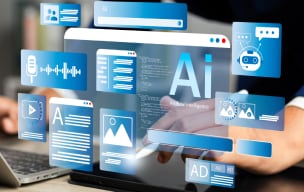 multiple screens showing AI