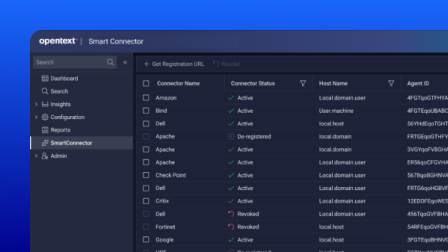Connector management interface with system status list