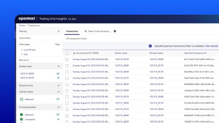 A screenshot of the OpenText Trading Grid user interface. 