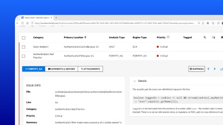 A screenshot of the Fortify Agentic Analyzer 