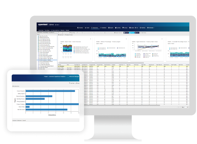 コンピューター上に表示されたOpenText Contact Center Analytics