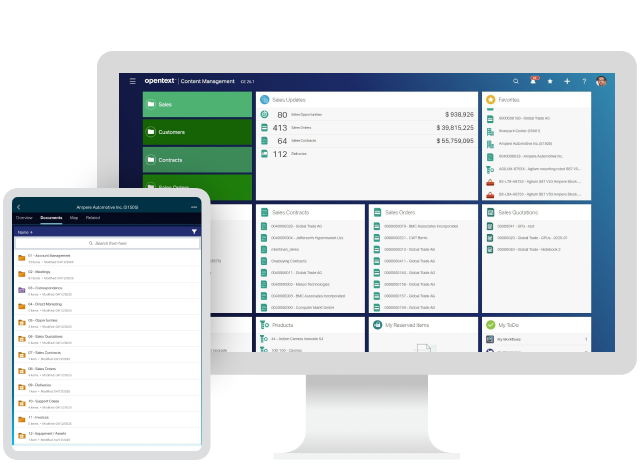 OpenText Content Management running on a computer