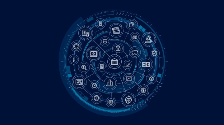 blue image of business related icons