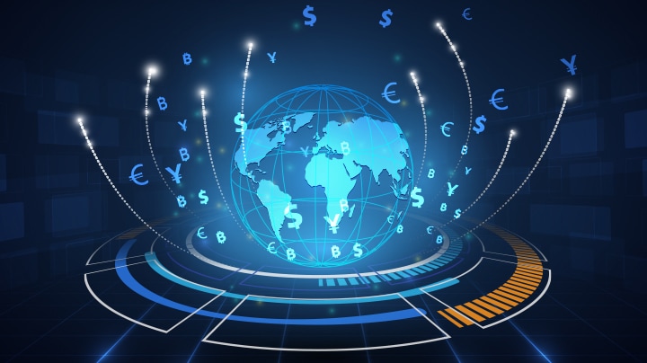 globe with different currencies for managing supplier invoices