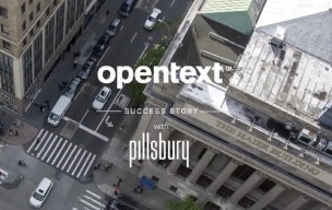 OpenText success story with Pillsbury text with aerial view of a street