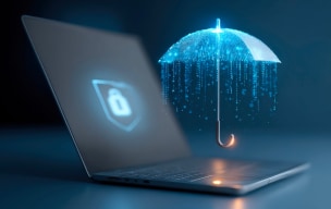 laptop with a security lock on the screen