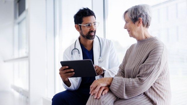 A doctor talking to a patient