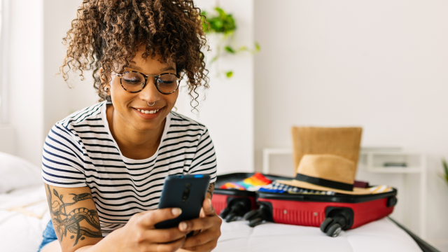 A women using mobile phone