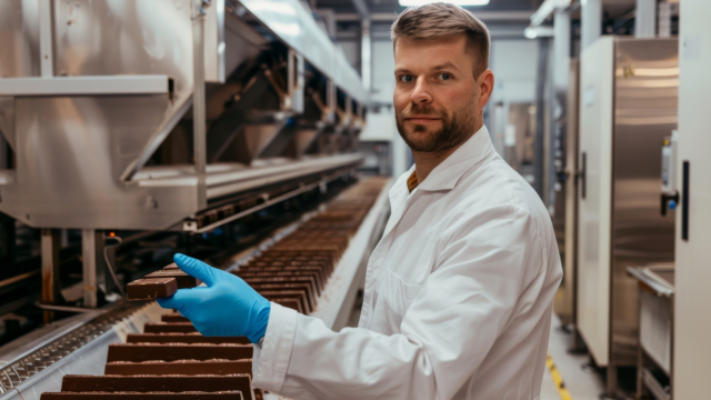 A person holding the chocolate