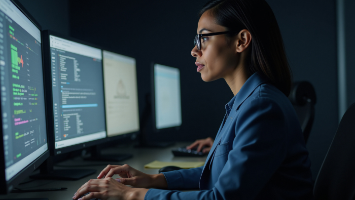 A person working at a computer