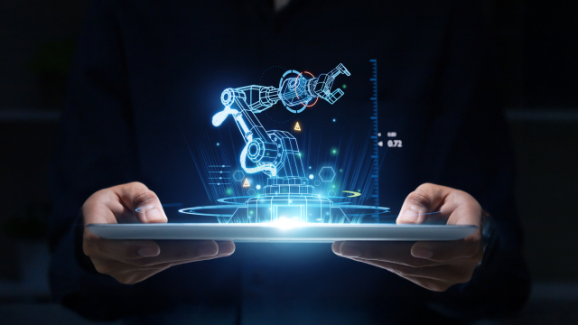 A person holding a tablet with digital data