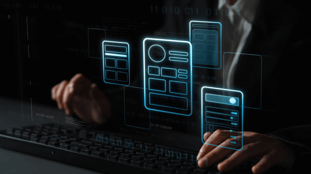 A person interacts with a digital interface