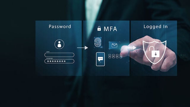 Person entering security information on a screen
