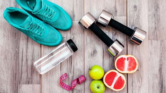Exercise equipment and a healthy snack