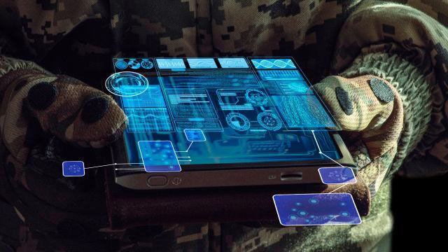 A person looking at a tablet