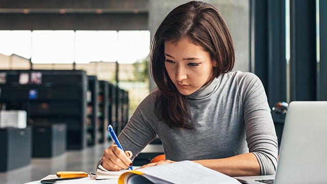 A student working on homework.