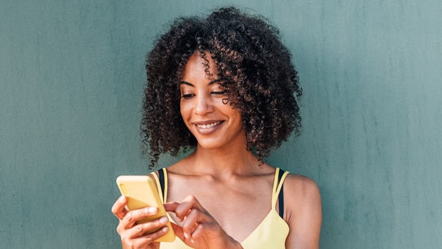 Woman looking at content on phone