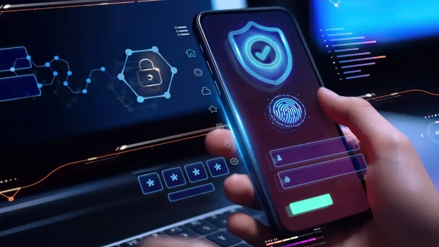 Girl making a contactless mobile payment and a cashier holding a payment terminal at a cafe