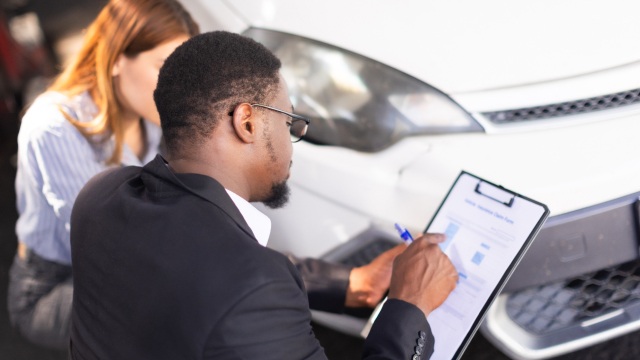 A person reviewing a document