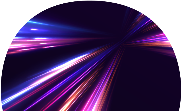 Abstract blue and purple light rays on a black background