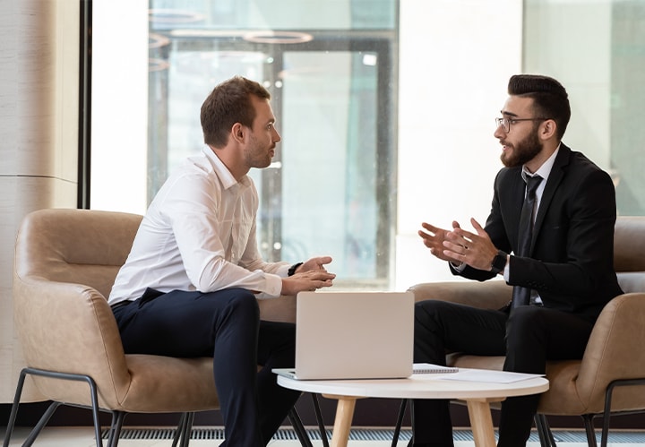 Two men having a discussion