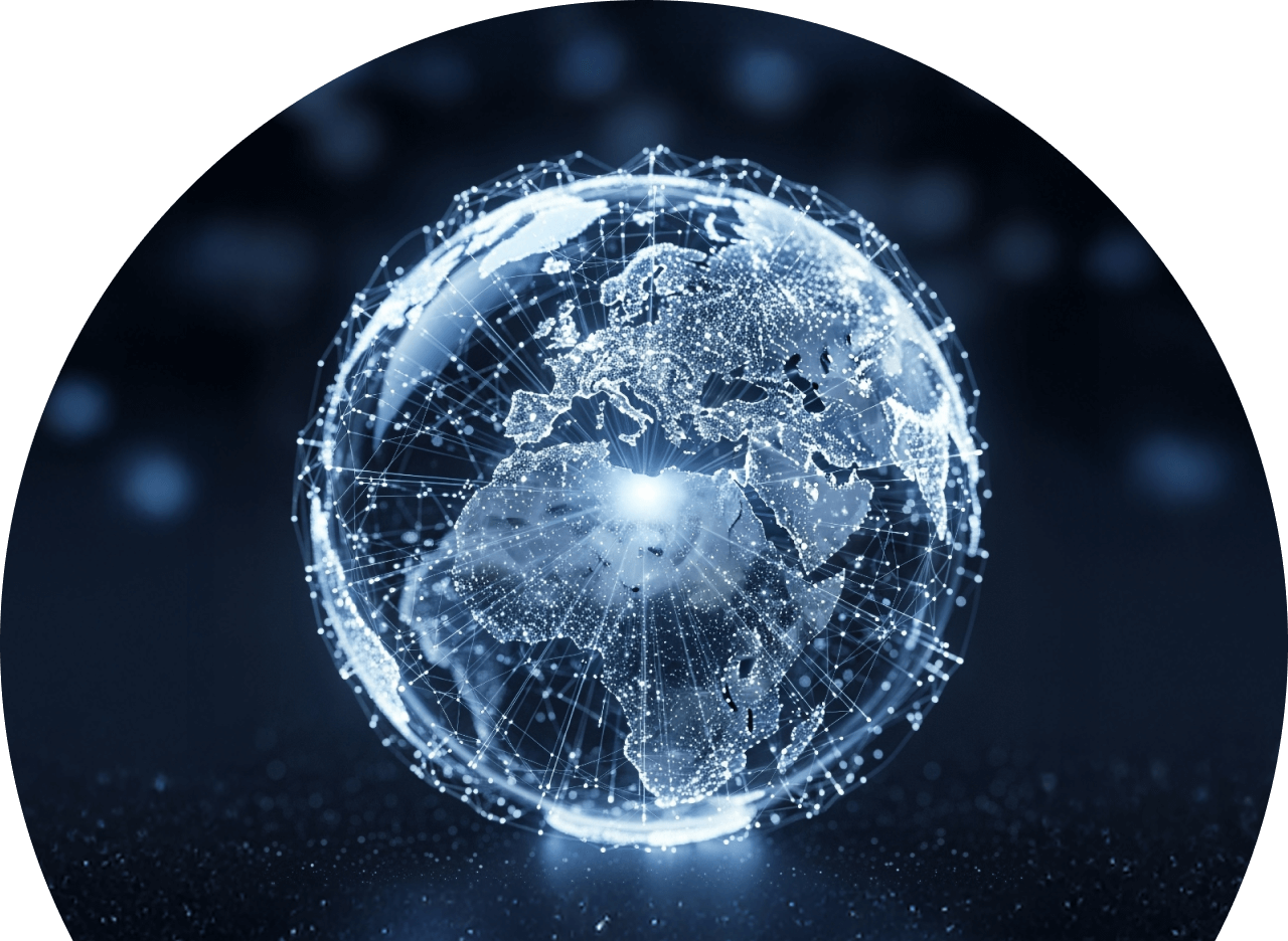 image of a global with nodes all over