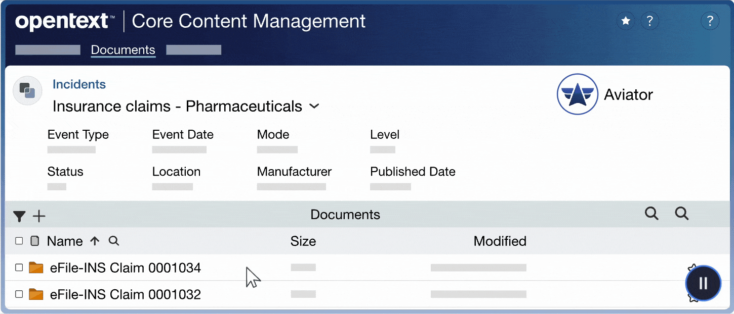 OpenText Core Content Management Aviator incident animation