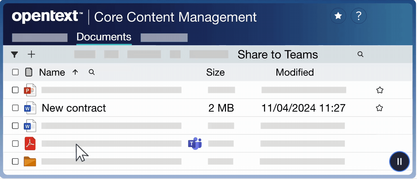 OpenText Core Content Management sharing animation
