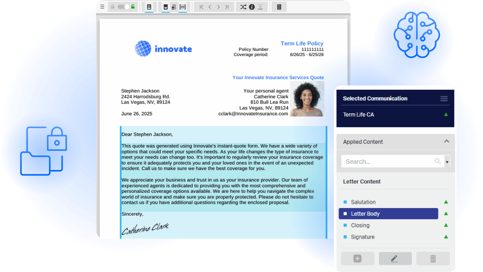 OpenText Core Communications GenAI interface collage