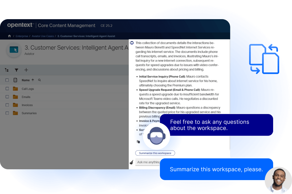 OpenText Core Content Management AI summarize