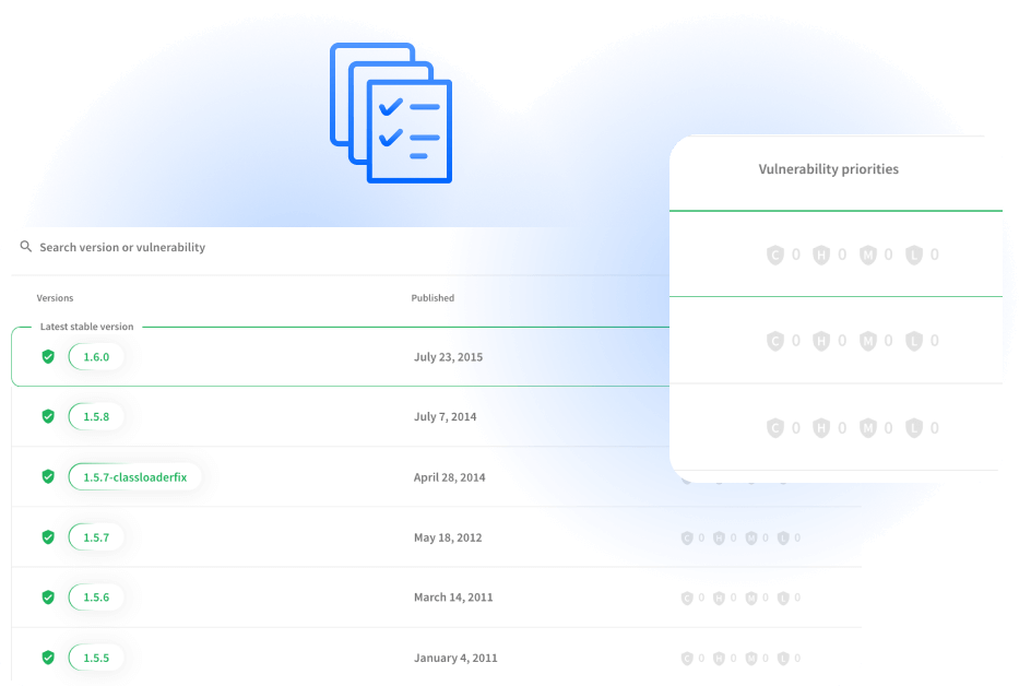 Version history functionality screenshot