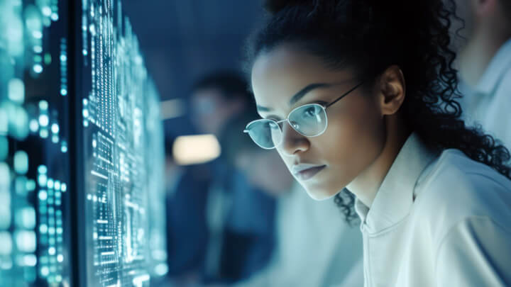 Une personne dans un environnement de haute technologie 