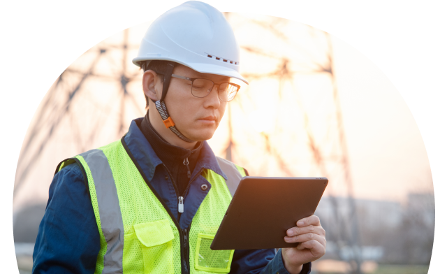 A person working on a tablet 