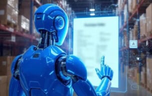 AI robot in warehouse